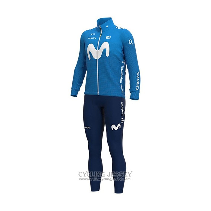 2021 Cycling Jersey Movistar Blue Long Sleeve And Bib Tight